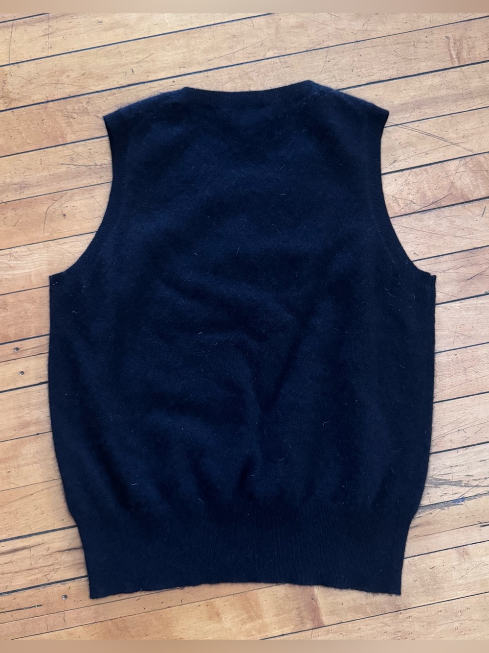 Rachel Zoe 100% 2 Ply Cashmere Black Sweater Vest large sleeveless crewneck - Picture 2 of 5